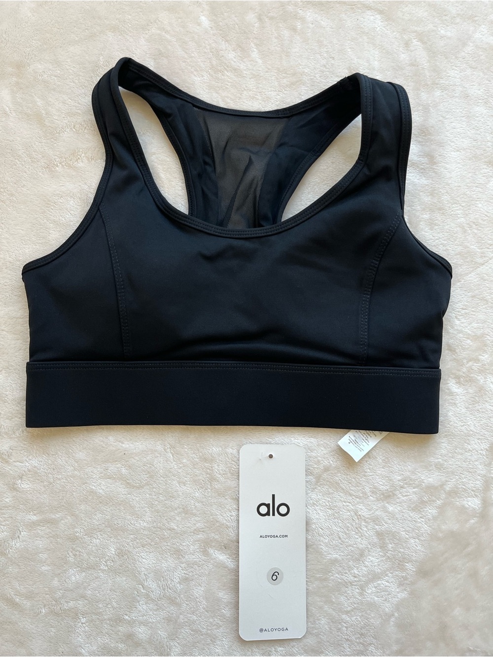 ALO Yoga Black Racerback Mesh-Back Sports Bra